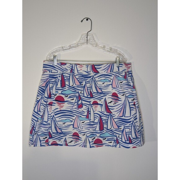 T by Talbots Multicolor XL Skort Zip Pockets Stretch Sailboats Women’s Athletic - Picture 7 of 9